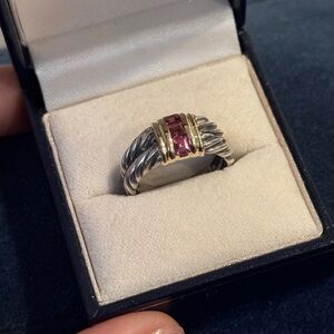 David Yurman Sterling Silver -14k
Double Cable Garnet Ring